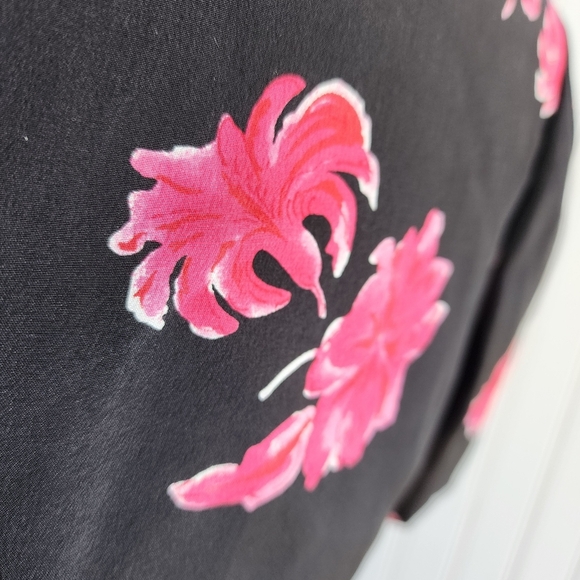 VTG Patrick Collection Ceuise Dress Womens Black Pink Floral 100% Pure Silk Sz 4 - Picture 8 of 15